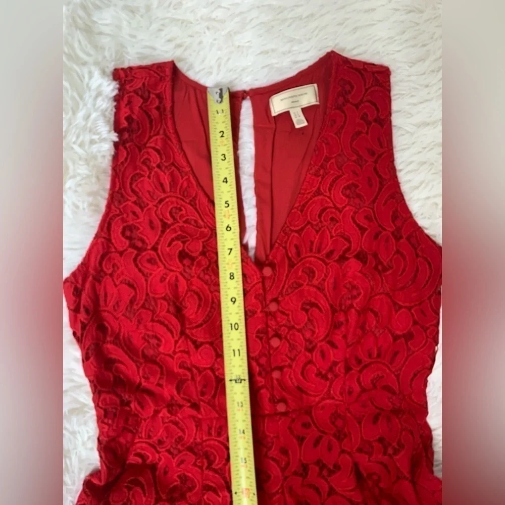 Anthropologie Jumpsuit pockets Jaeda Lace Wide-Leg Moulinette Soeurs Red size 2 - Picture 9 of 16